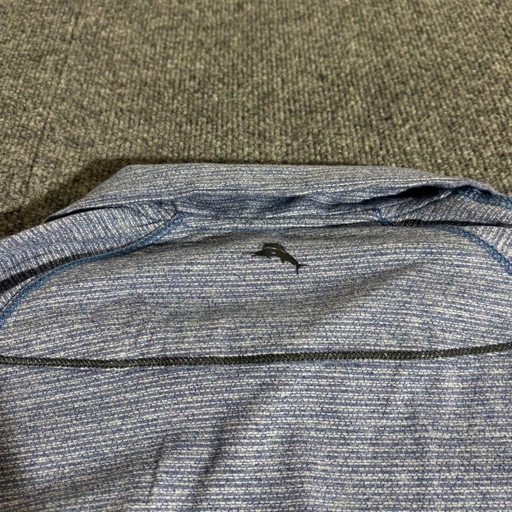 Tommy Bahama IslandZone Mens Blue Space Dye Quarter Zip Pullover Sweater Medium - Picture 9 of 9